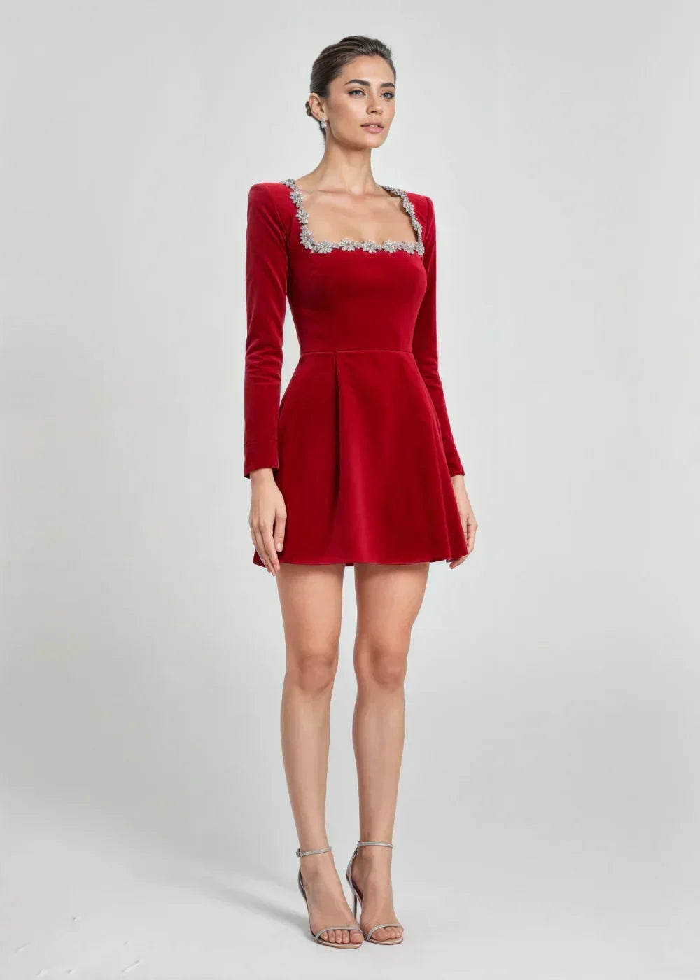 Enis | Velvet Square-Neck Mini Dress