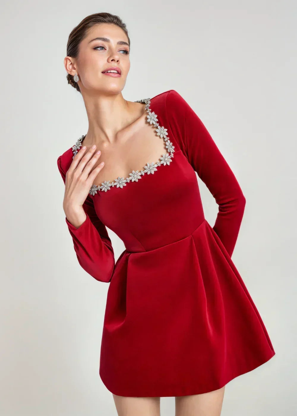 Enis | Velvet Square-Neck Mini Dress