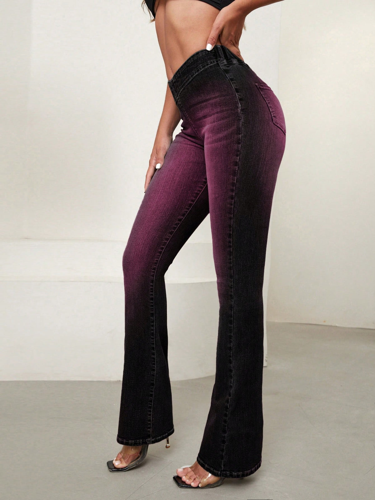 Grine | Asymmetric Waist Flare Jeans