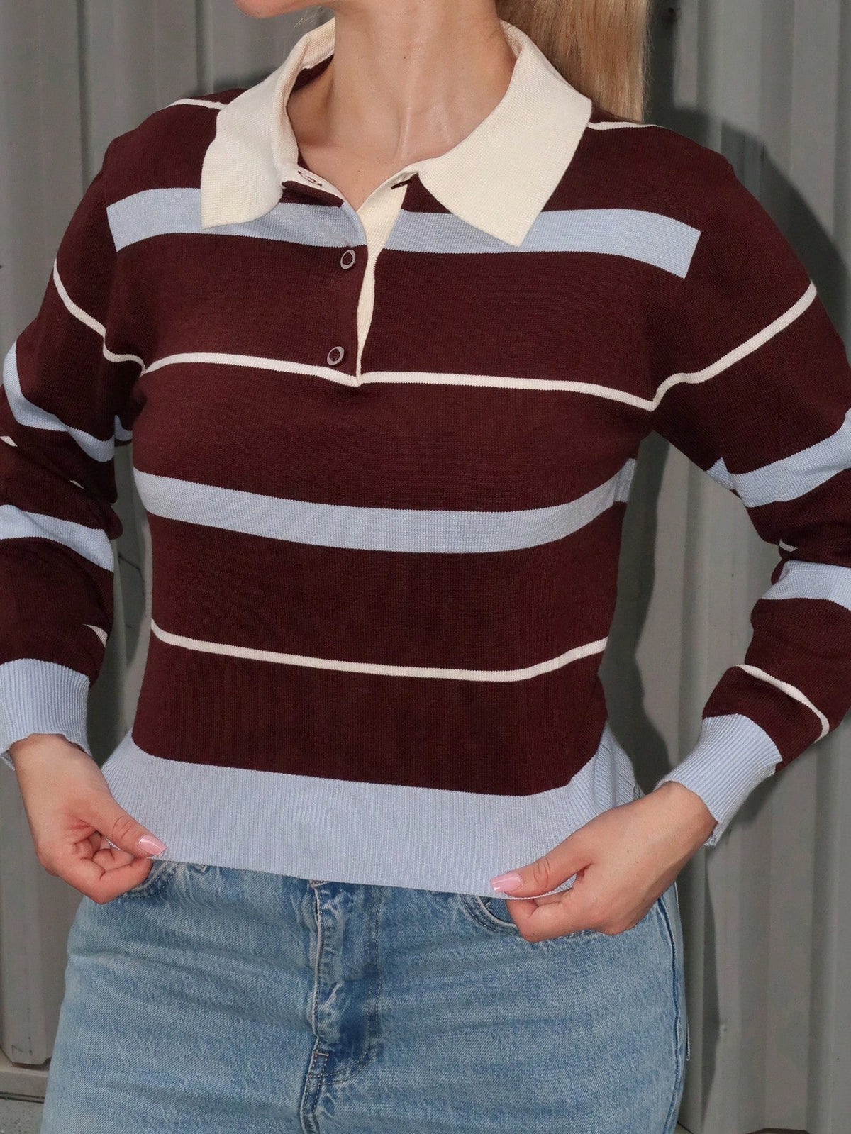 Lyria | Striped Polo Knit Sweater
