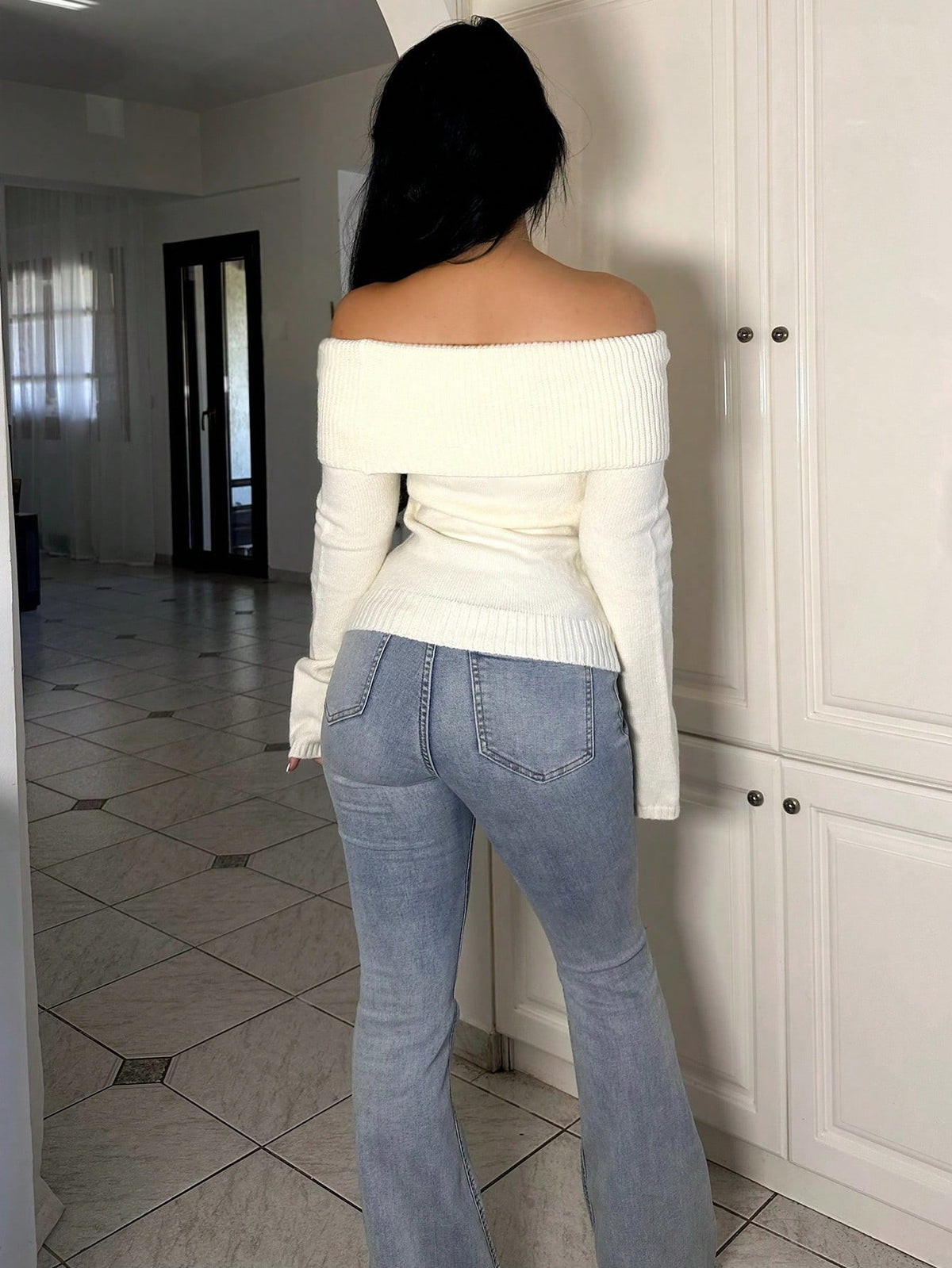 Pris | Off-Shoulder Rib-Knit Pullover