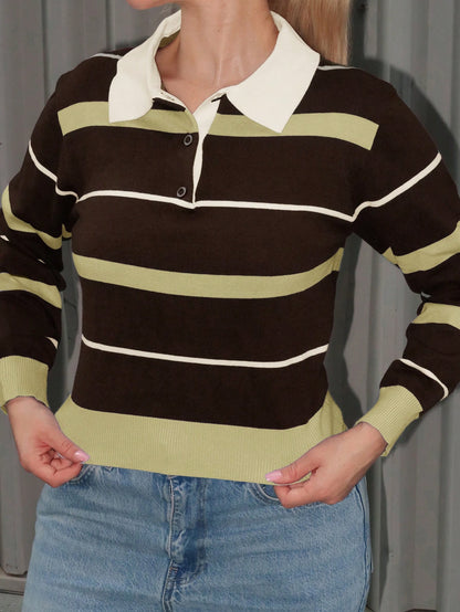 Lyria | Striped Polo Knit Sweater