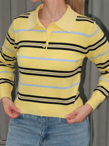 Lyria | Striped Polo Knit Sweater