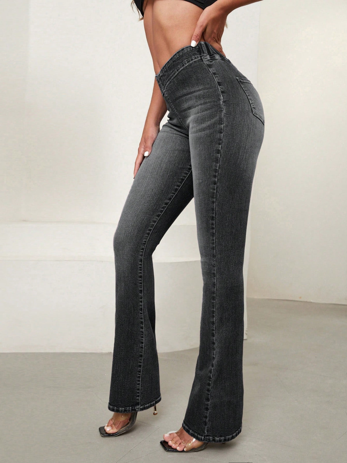 Grine | Asymmetric Waist Flare Jeans