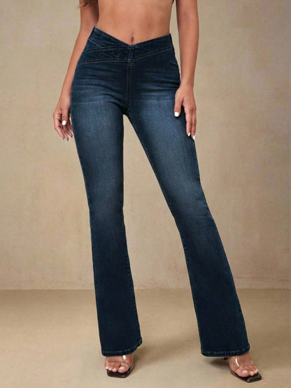 Grine | Asymmetric Waist Flare Jeans