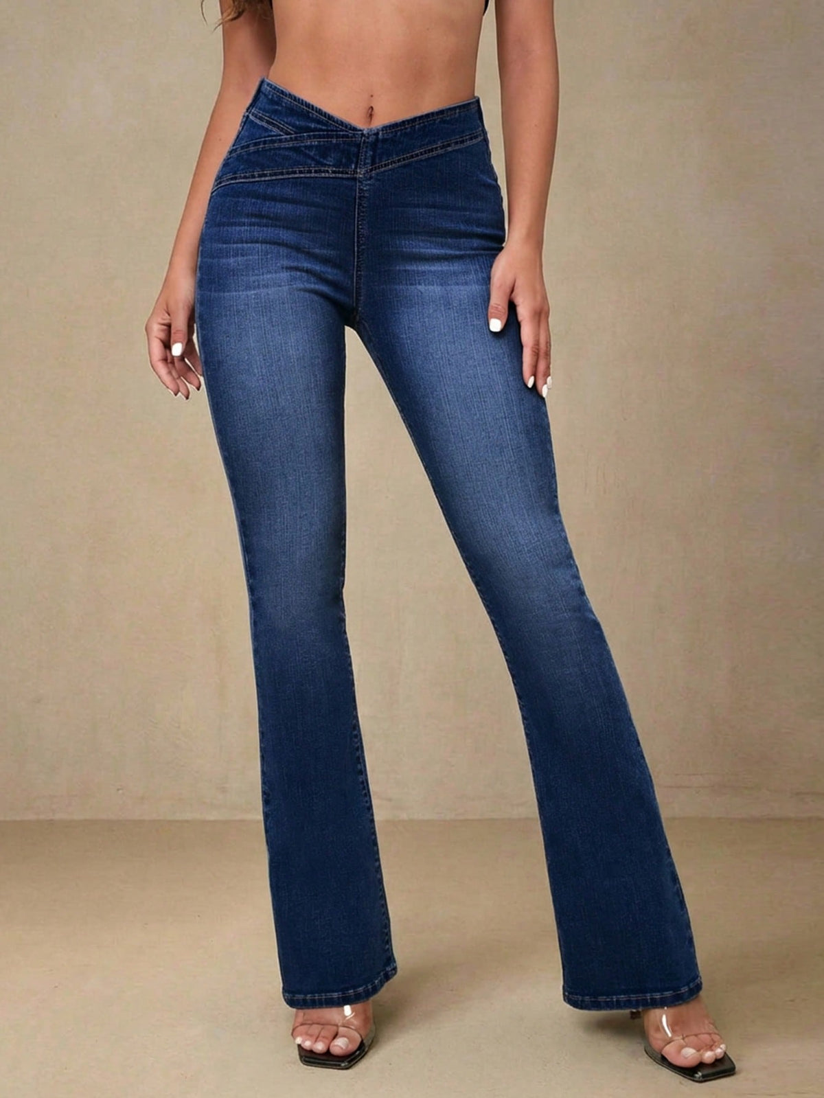 Grine | Asymmetric Waist Flare Jeans