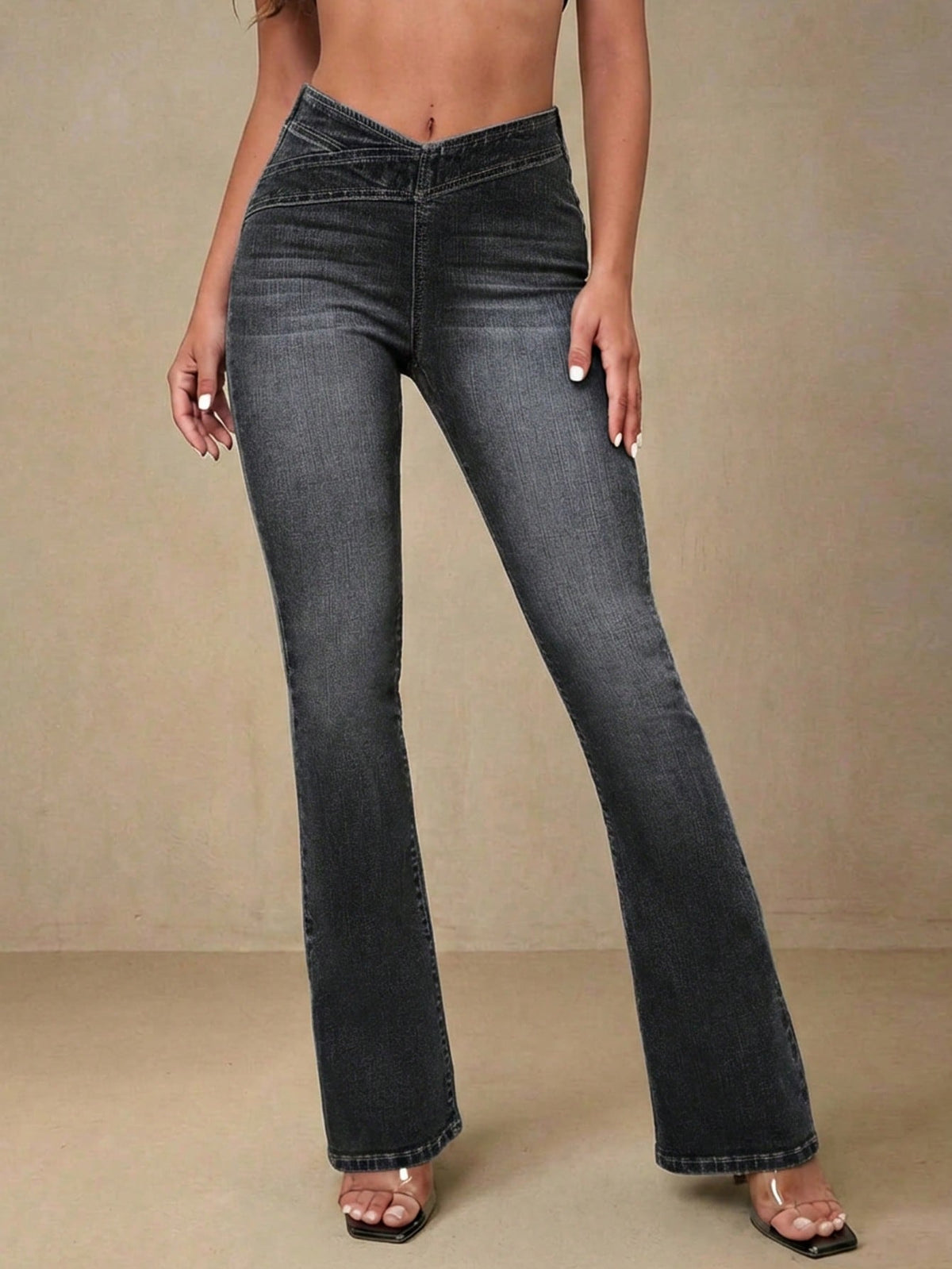 Grine | Asymmetric Waist Flare Jeans