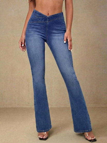 Grine | Asymmetric Waist Flare Jeans