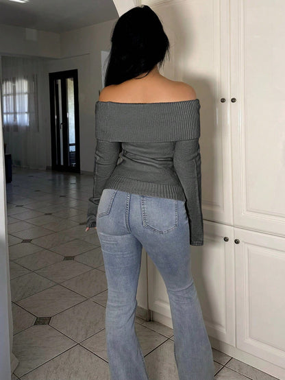 Pris | Off-Shoulder Rib-Knit Pullover