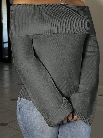Pris | Off-Shoulder Rib-Knit Pullover