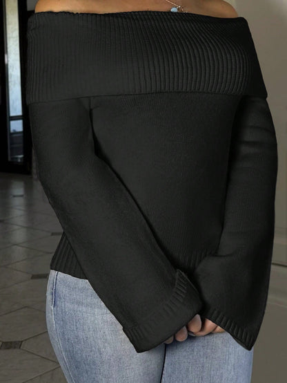 Pris | Off-Shoulder Rib-Knit Pullover