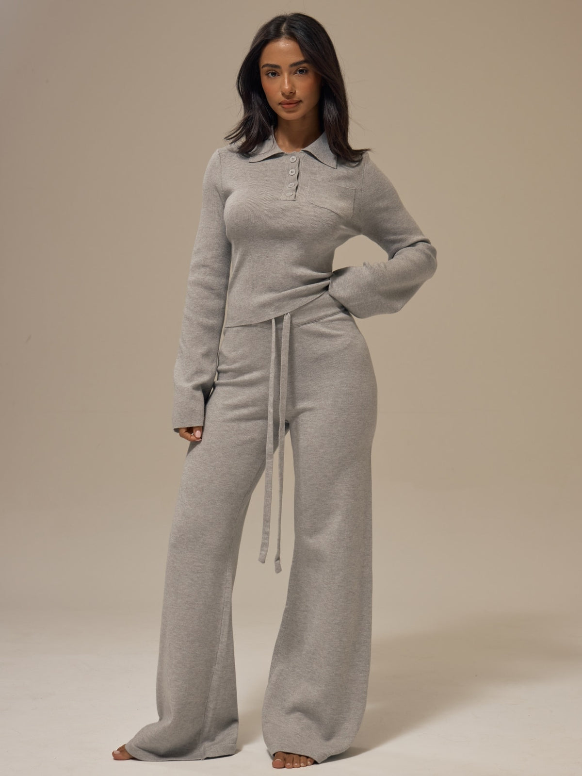 Dova | Cable-Knit Wide Leg Trousers
