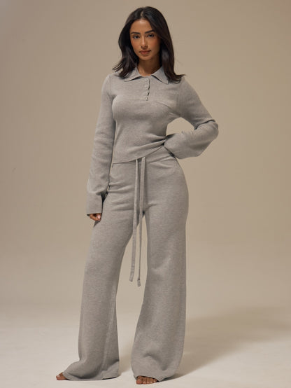 Dova | Cable-Knit Wide Leg Trousers