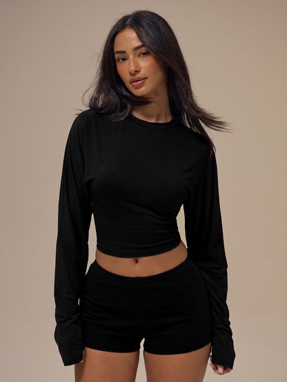 Coviel | Knit Batwing Crop Top