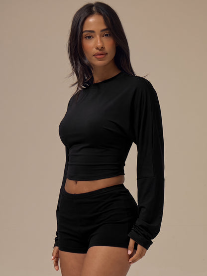 Coviel | Knit Batwing Crop Top