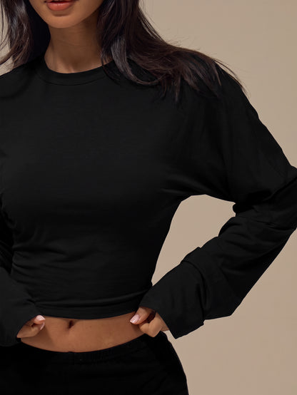 Coviel | Knit Batwing Crop Top