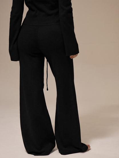 Dova | Cable-Knit Wide Leg Trousers
