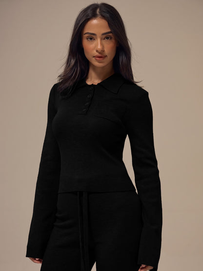 Arya | Polo Button-Up Cropped Knitwear