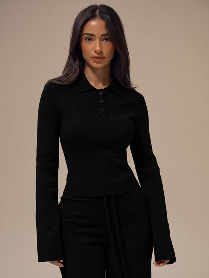 Arya | Polo Button-Up Cropped Knitwear
