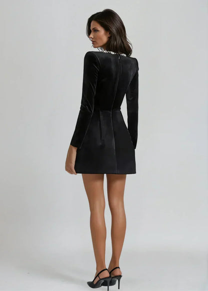 Enis | Velvet Square-Neck Mini Dress