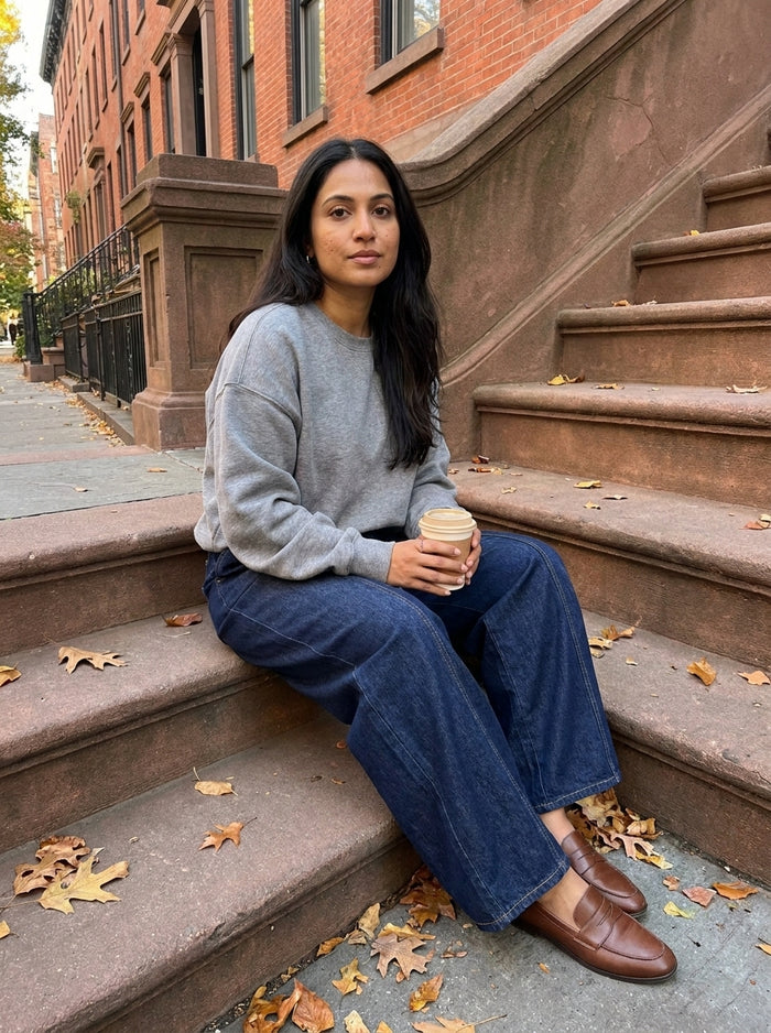 Priya in our Amiel Straight-Leg Jeans