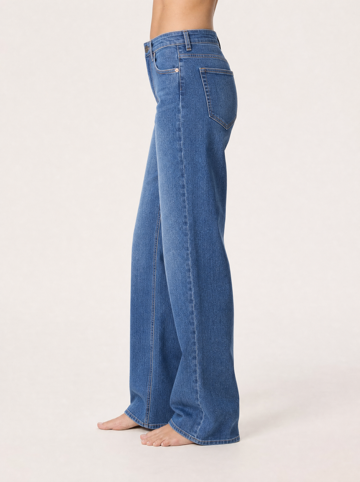 The Wide-Leg Jean in mid blue, side view