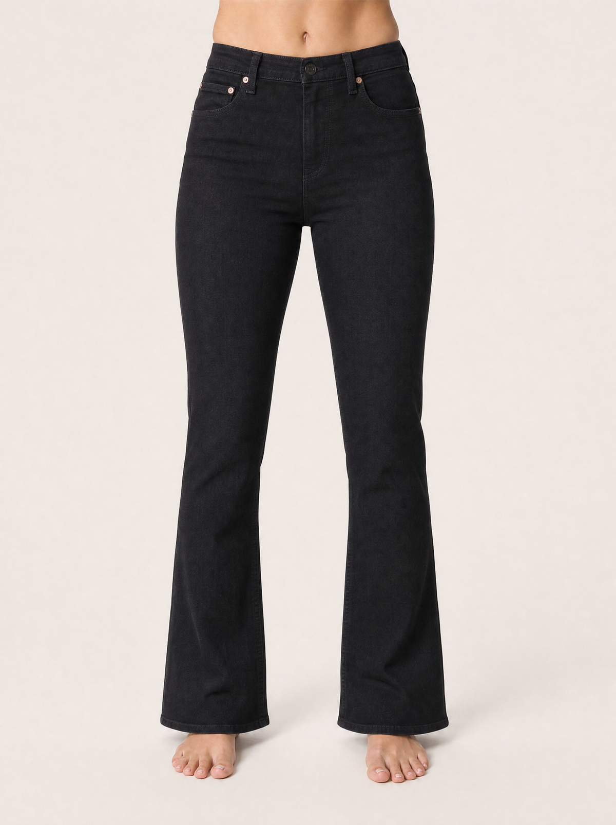 The Bootcut Jean in black, front view