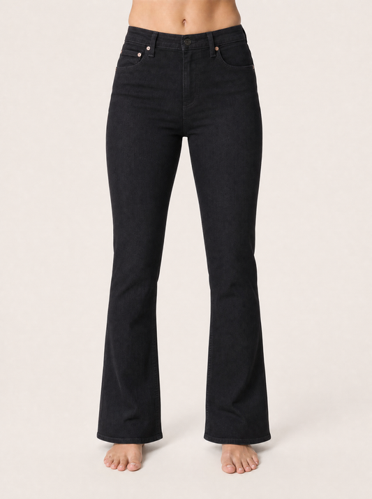 The Bootcut Jean in black, front view