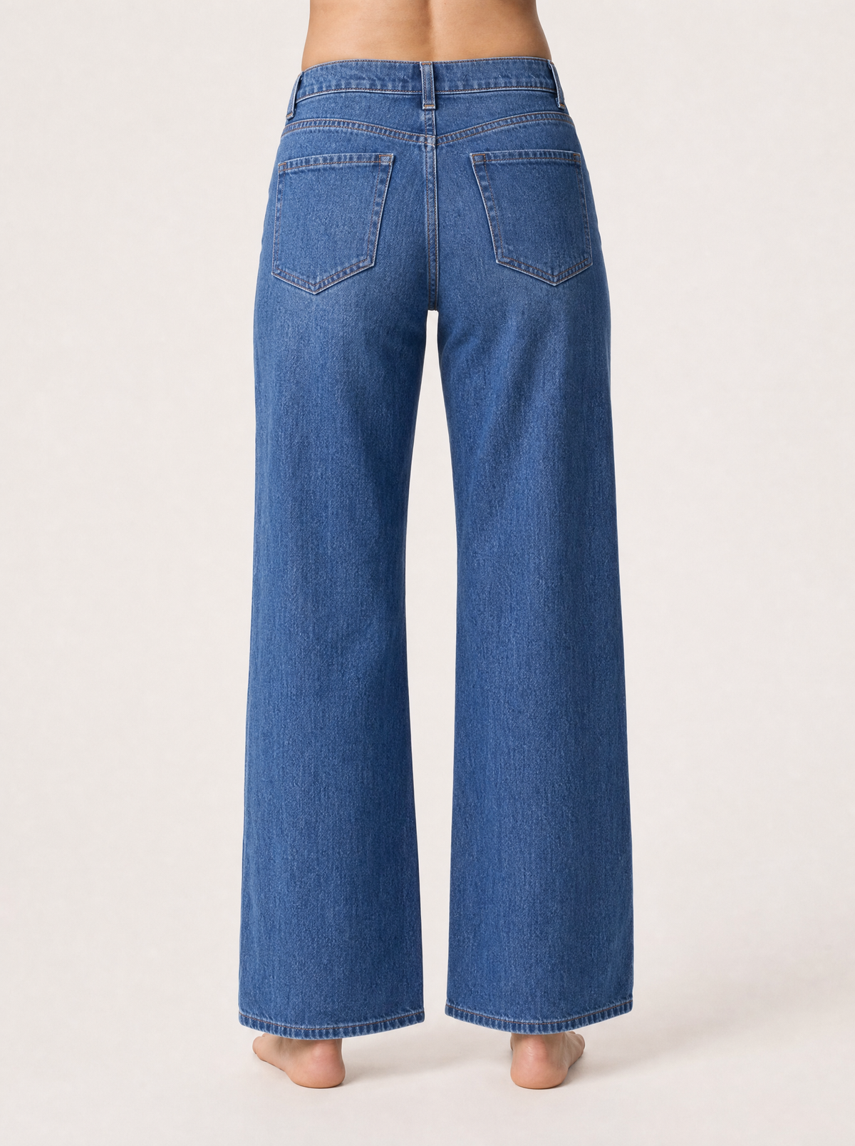 The Wide-Leg Jean in mid blue, back view