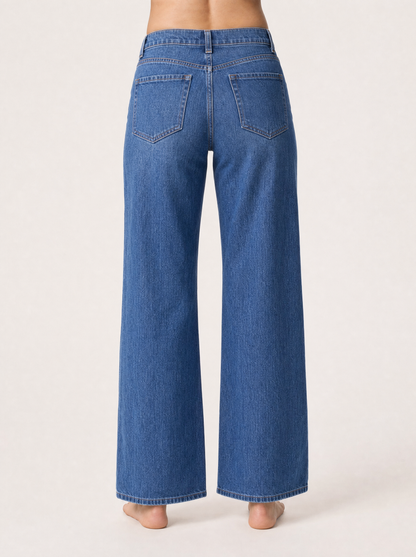The Wide-Leg Jean in mid blue, back view