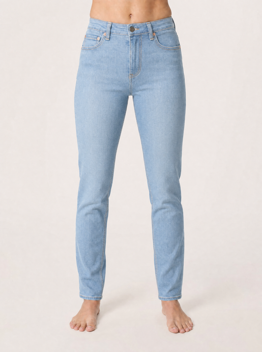 The Skinny Jean in light wash, front view