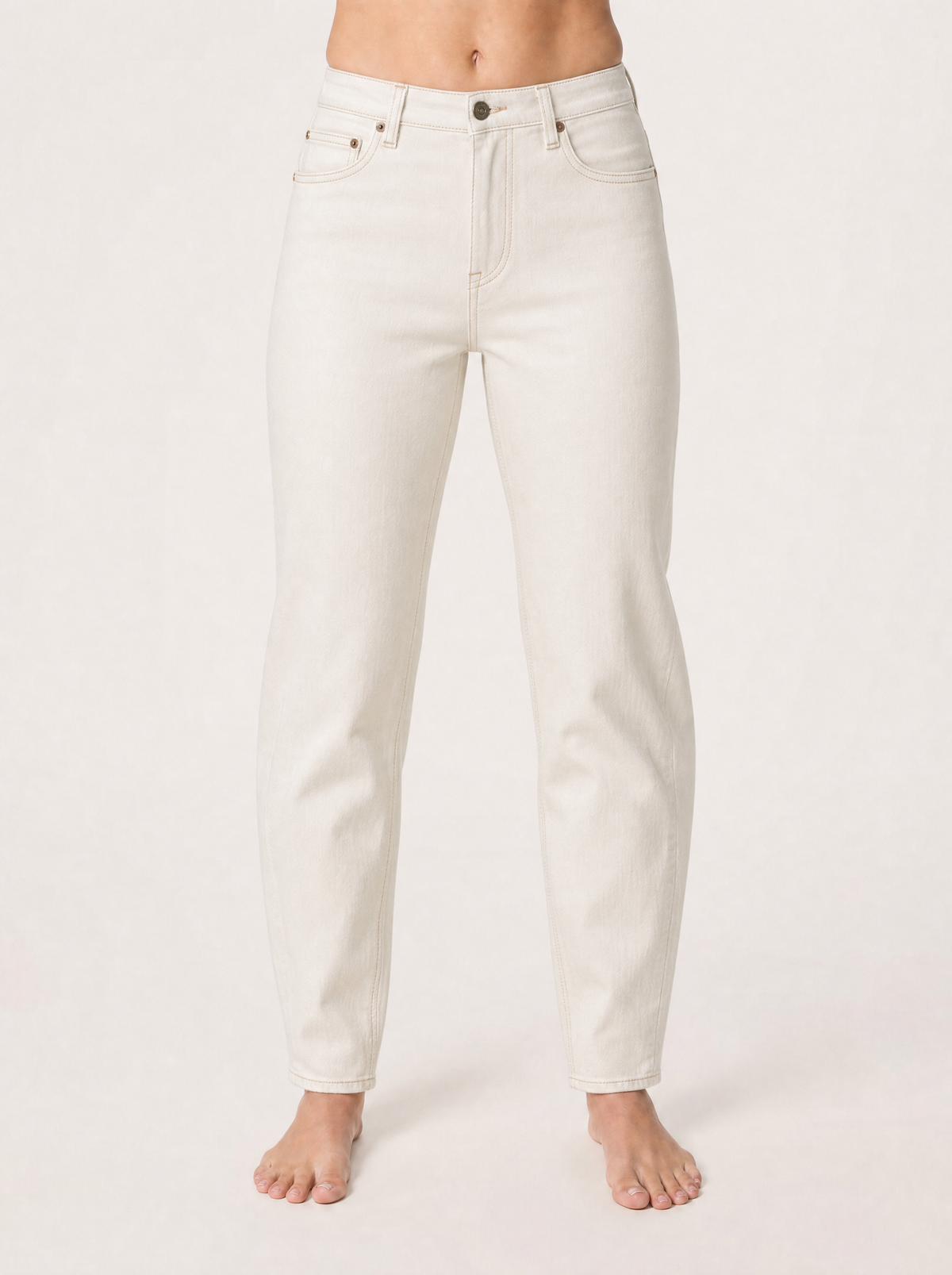 The Barrel Jean in ecru, front view
