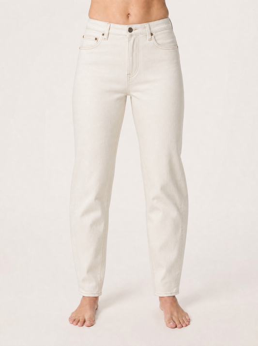 The Barrel Jean in ecru, front view