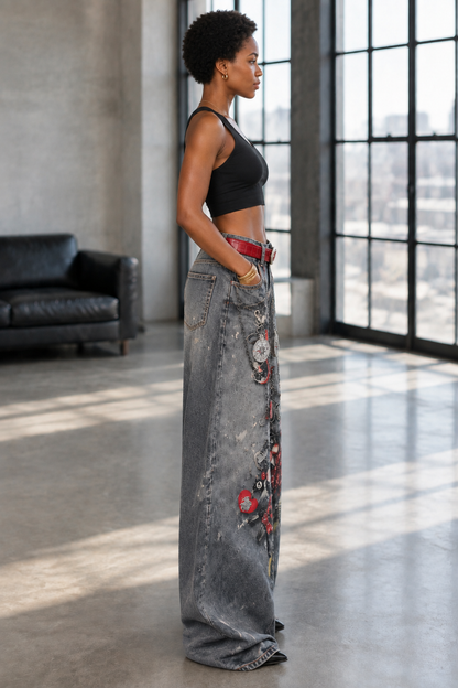 Zivise | Vintage Distressed Wide-Leg Jeans