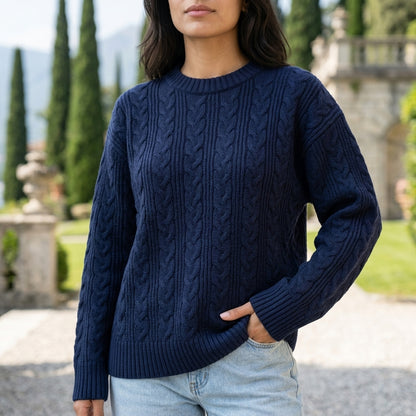 Orya | Cable-Knit Round-Neck Pullover