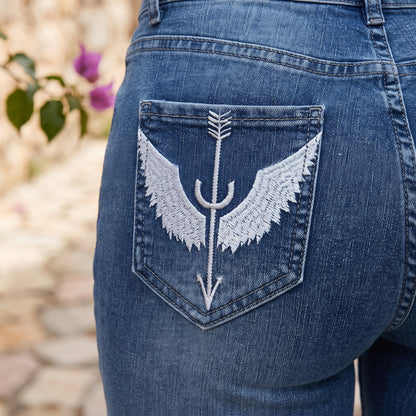 Romis | Y2K Embroidered Flare Jeans