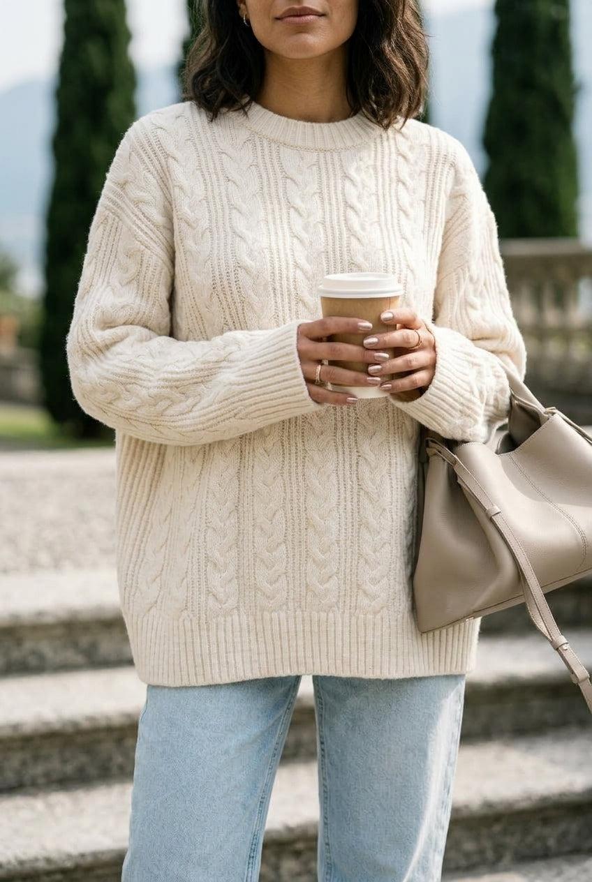 Orya | Cable-Knit Round-Neck Pullover