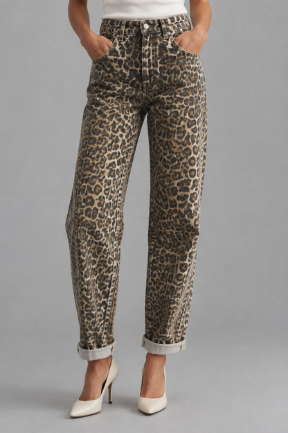Avara | Leopard Print High-Waist Jeans