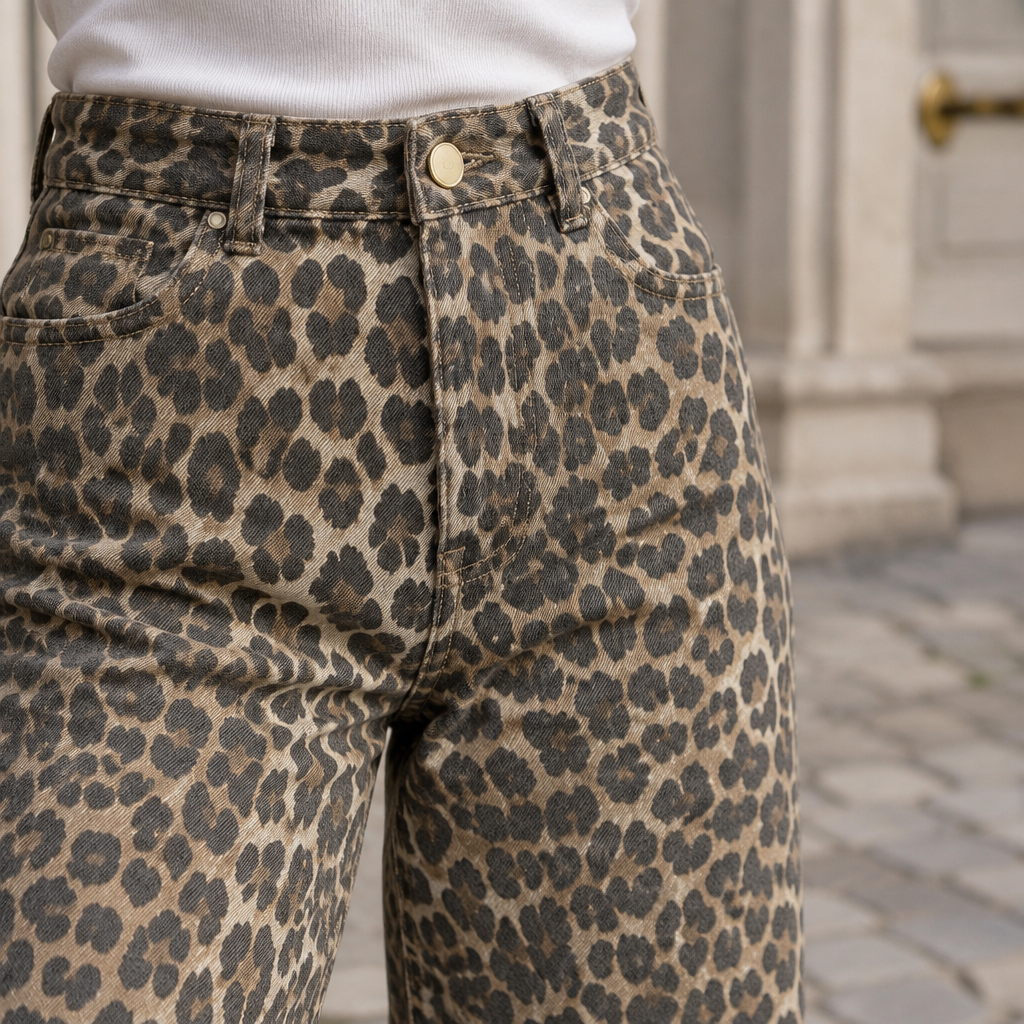 Avara | Leopard Print High-Waist Jeans