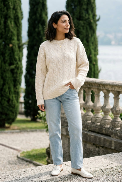Orya | Cable-Knit Round-Neck Pullover
