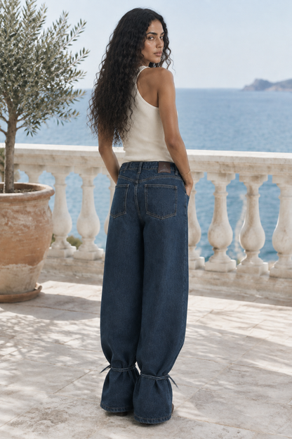 Noline | Wide Leg Tie Waist Jeans
