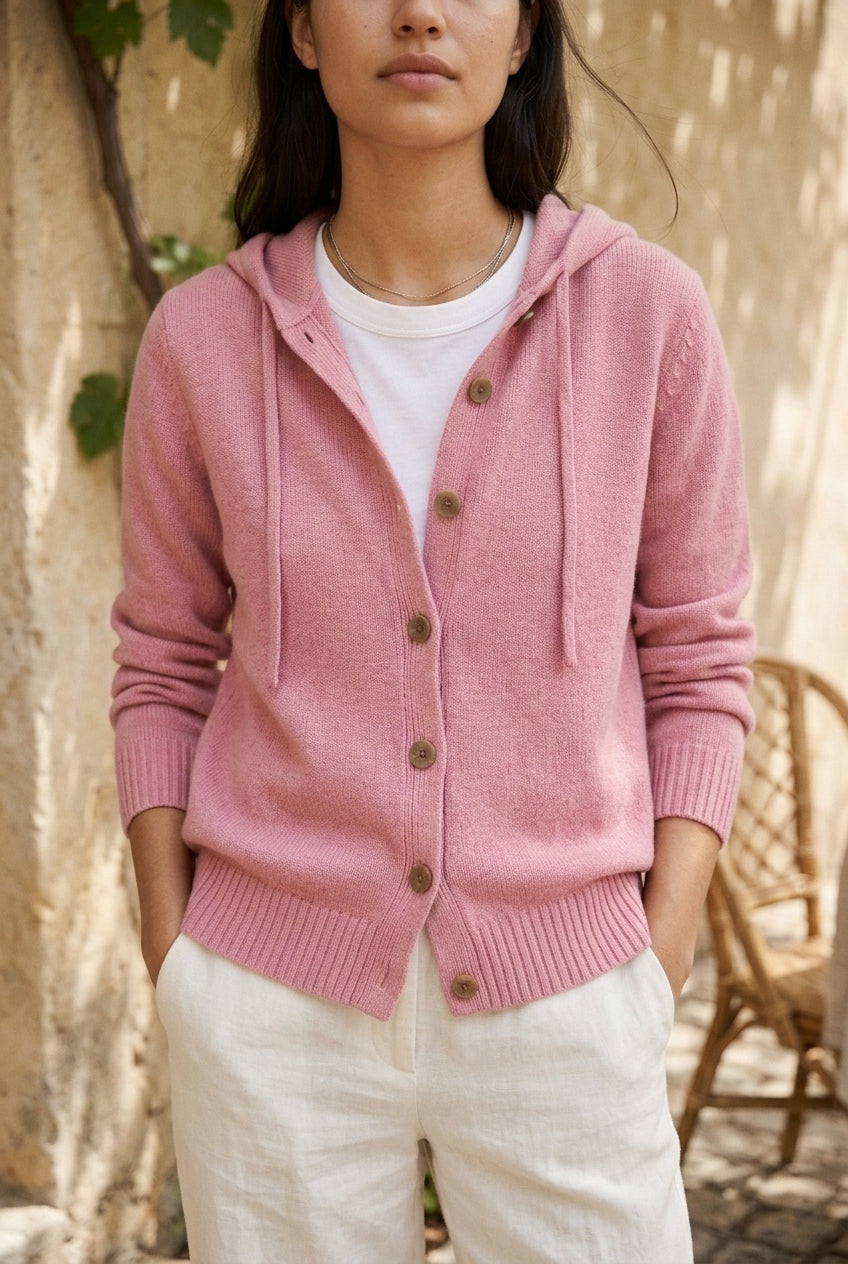 Minis | Hooded Button-Front Cardigan