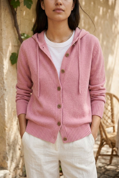 Minis | Hooded Button-Front Cardigan