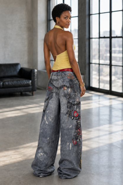 Zivise | Vintage Distressed Wide-Leg Jeans