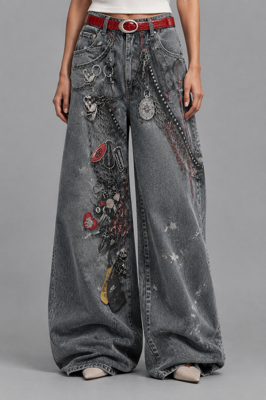 Zivise | Vintage Distressed Wide-Leg Jeans