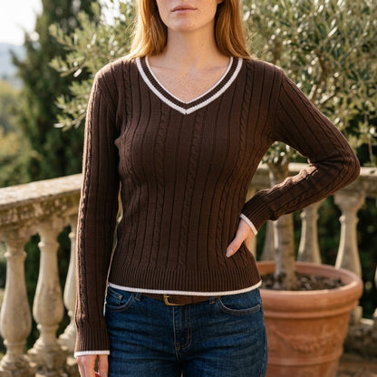 Onis | Cable-Knit V-Neck Pullover