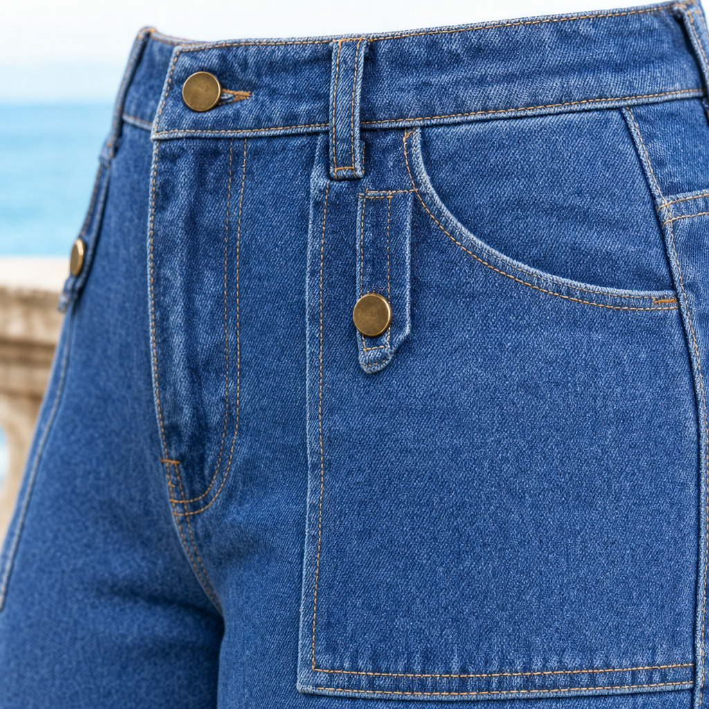 Olina | Loose Cargo Wide-Leg Jeans