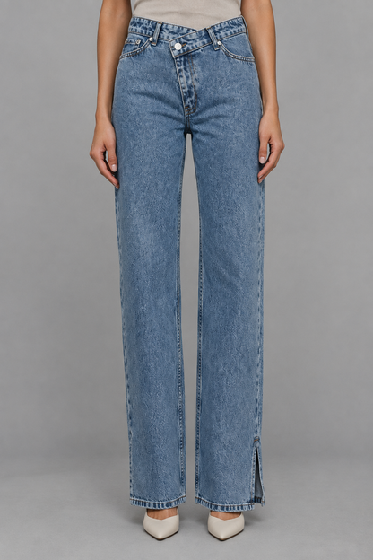 Svia | Cross Button Straight Leg Jeans