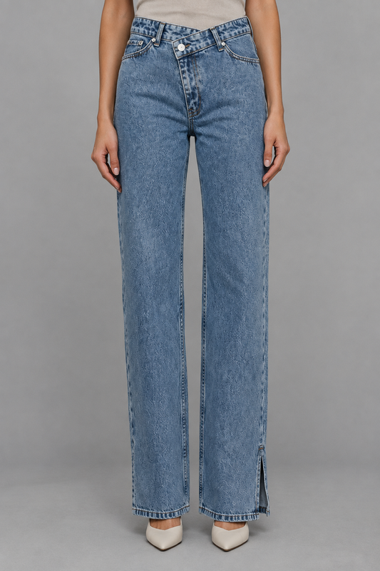 Svia | Cross Button Straight Leg Jeans