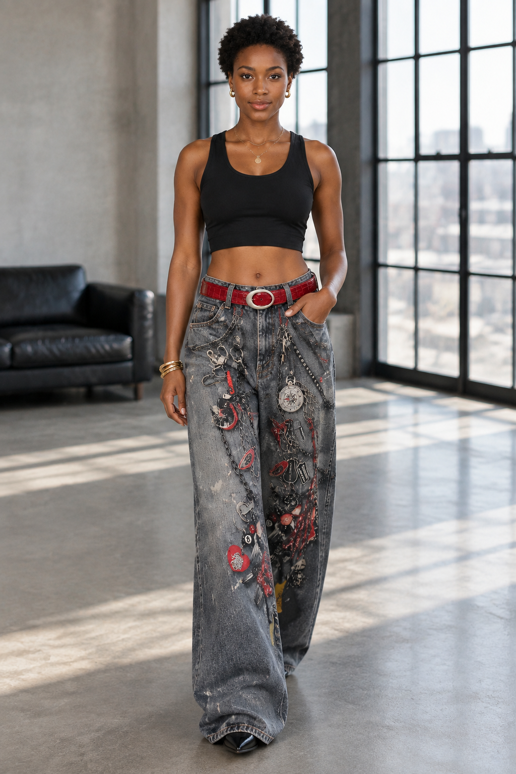 Zivise | Vintage Distressed Wide-Leg Jeans